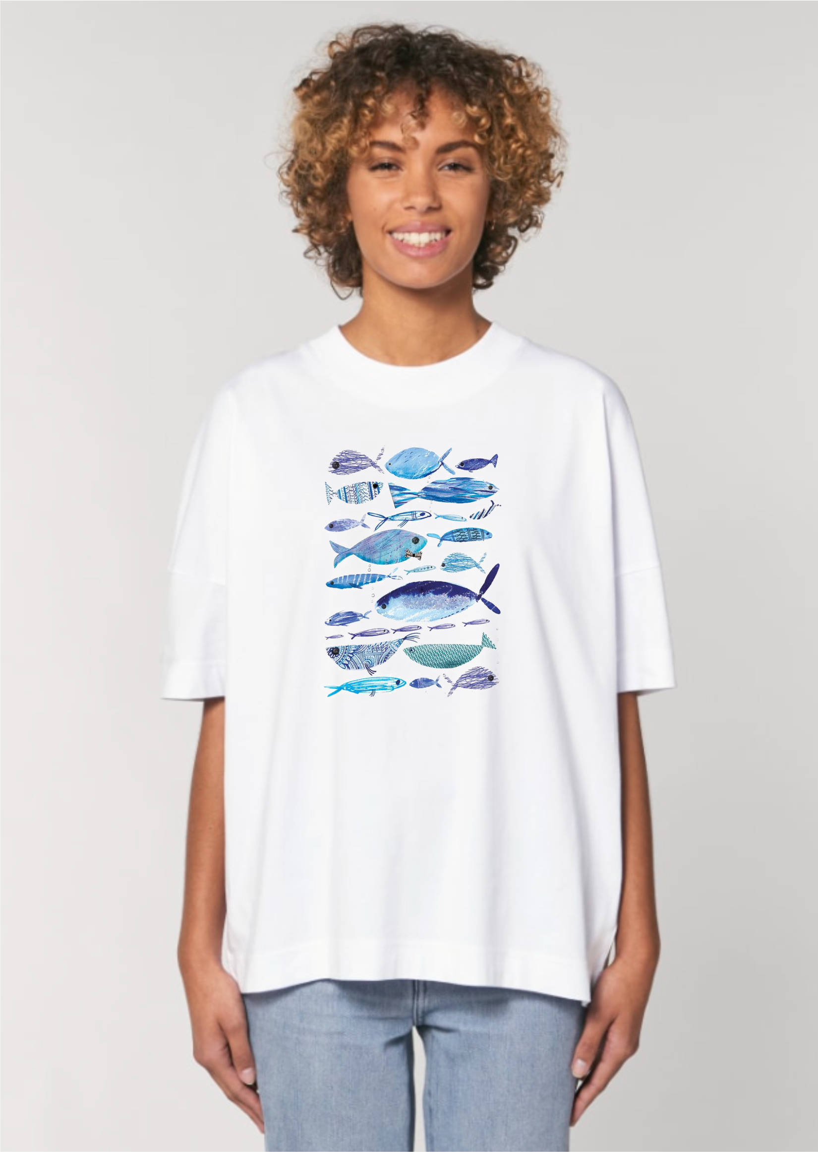 Moteriški marškinėliai Sea life balti